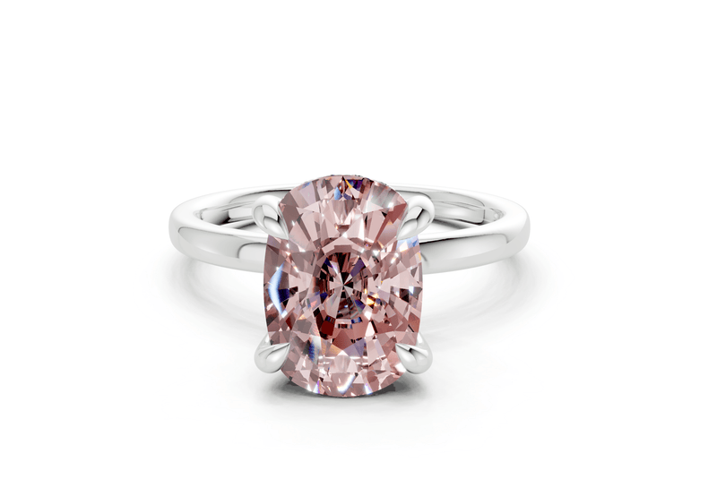 Solstice Pink Diamond Solitaire Elongated Cushion Cut 2mm Engagement Ring - Ring Premier