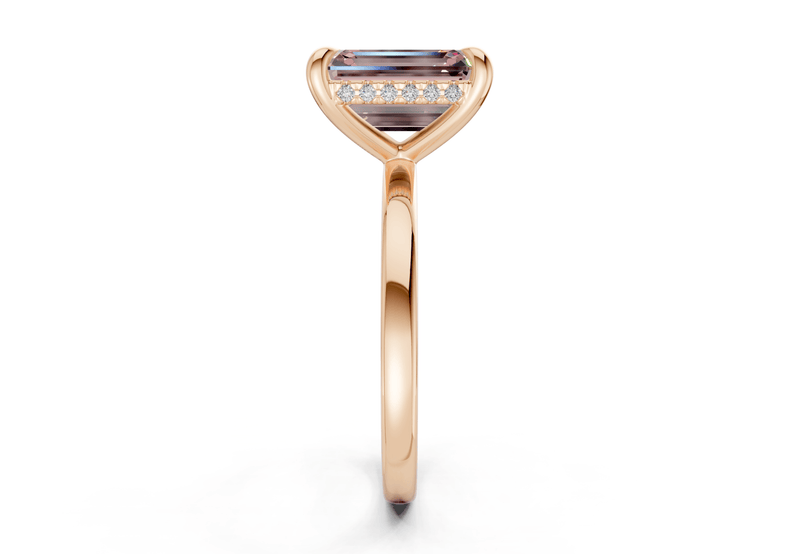 Solstice Pink Diamond Solitaire Emerald Cut 1.8mm Engagement Ring - Ring Premier