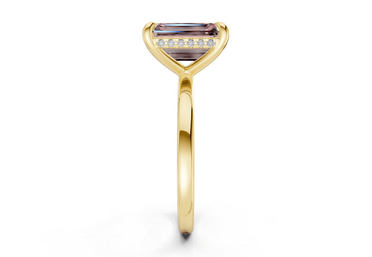 Solstice Pink Diamond Solitaire Emerald Cut 1.8mm Engagement Ring