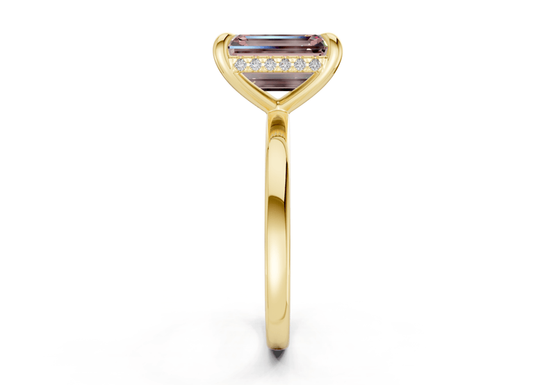 Solstice Pink Diamond Solitaire Emerald Cut 1.8mm Engagement Ring - Ring Premier