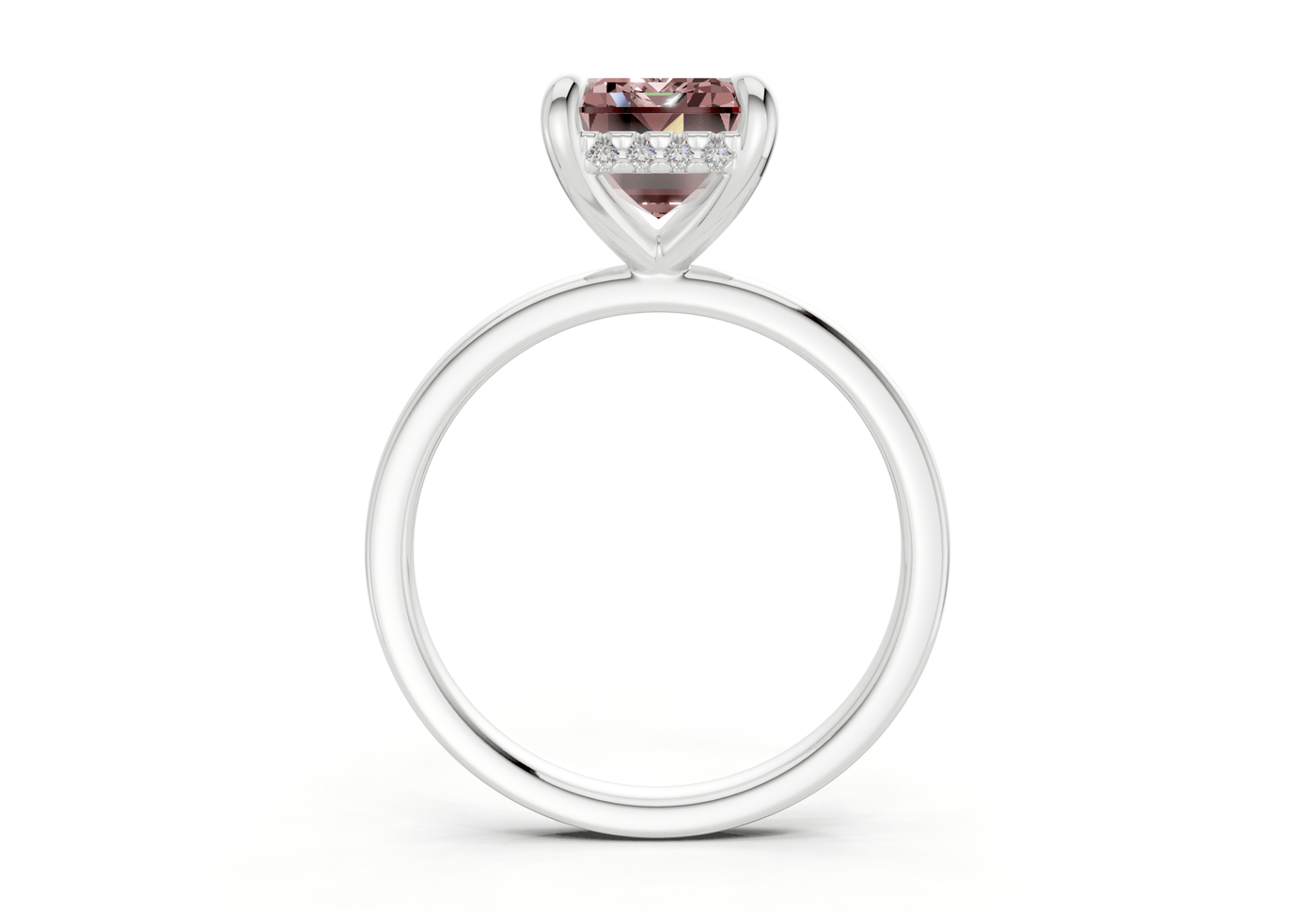 Solstice Pink Diamond Solitaire Emerald Cut 1.8mm Engagement Ring