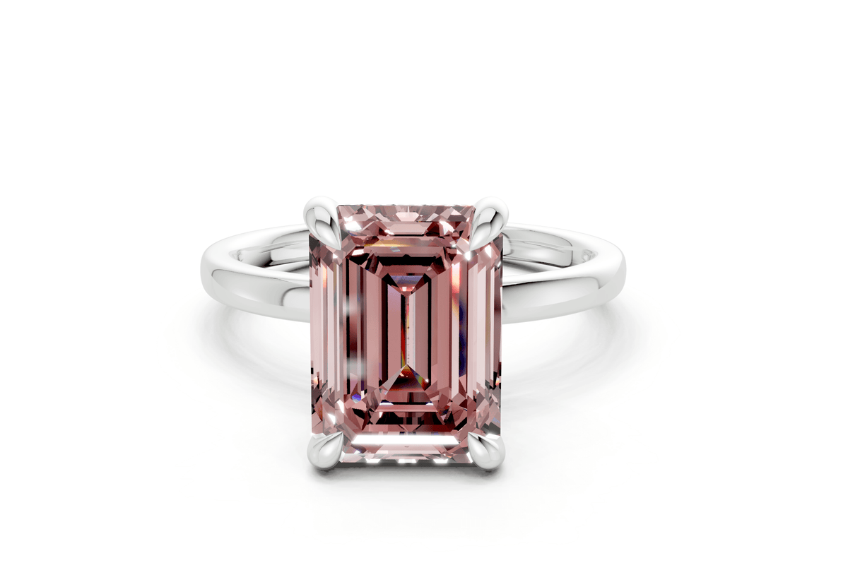 Solstice Pink Diamond Solitaire Emerald Cut 2mm Engagement Ring