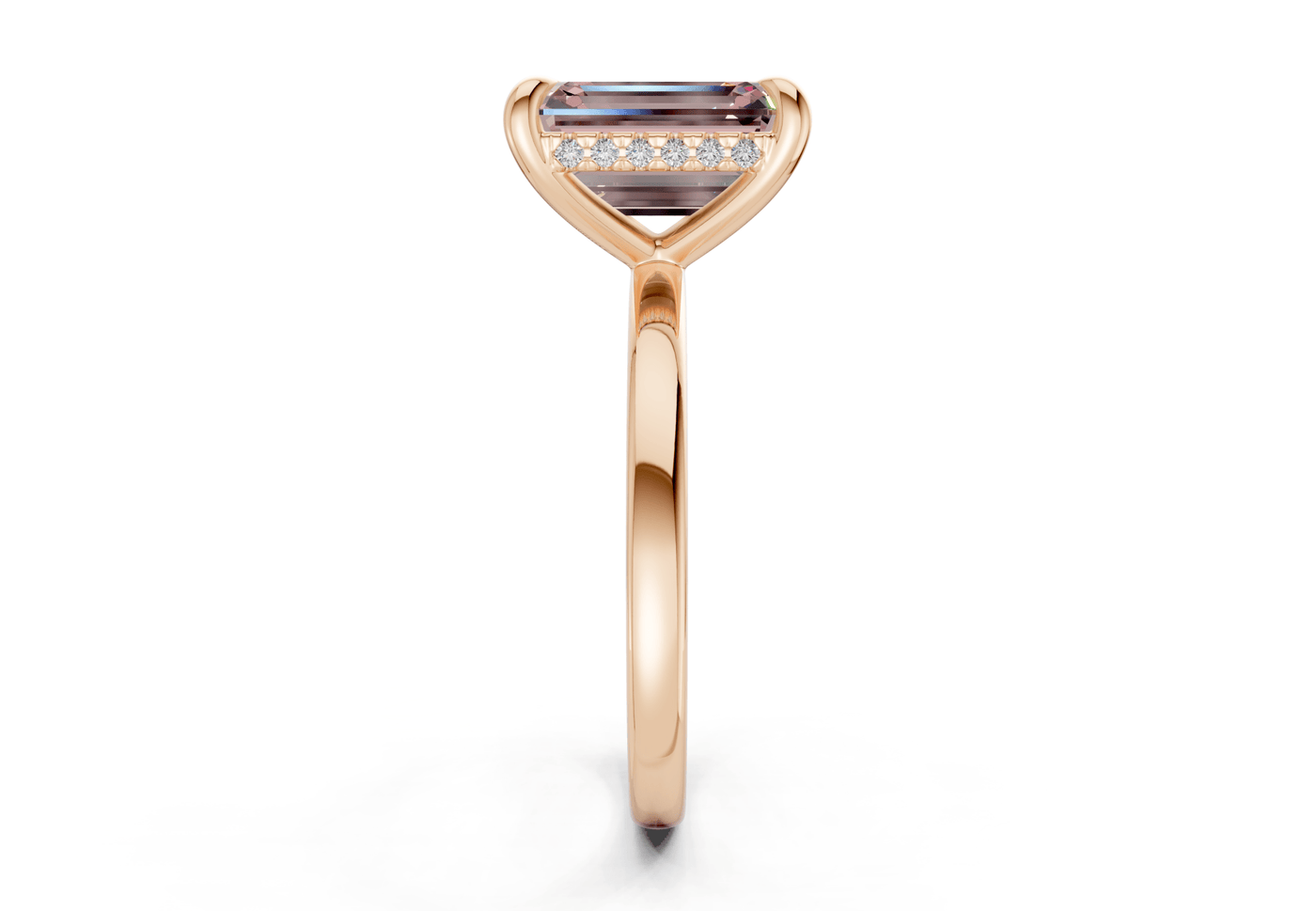 Solstice Pink Diamond Solitaire Emerald Cut 2mm Engagement Ring
