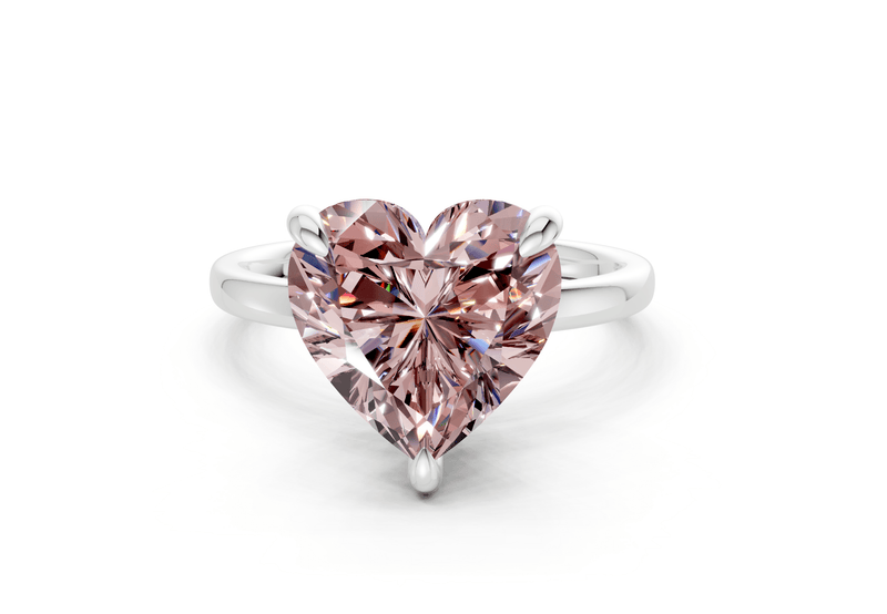 Solstice Pink Diamond Solitaire Heart Cut 2.3mm Engagement Ring - Ring Premier