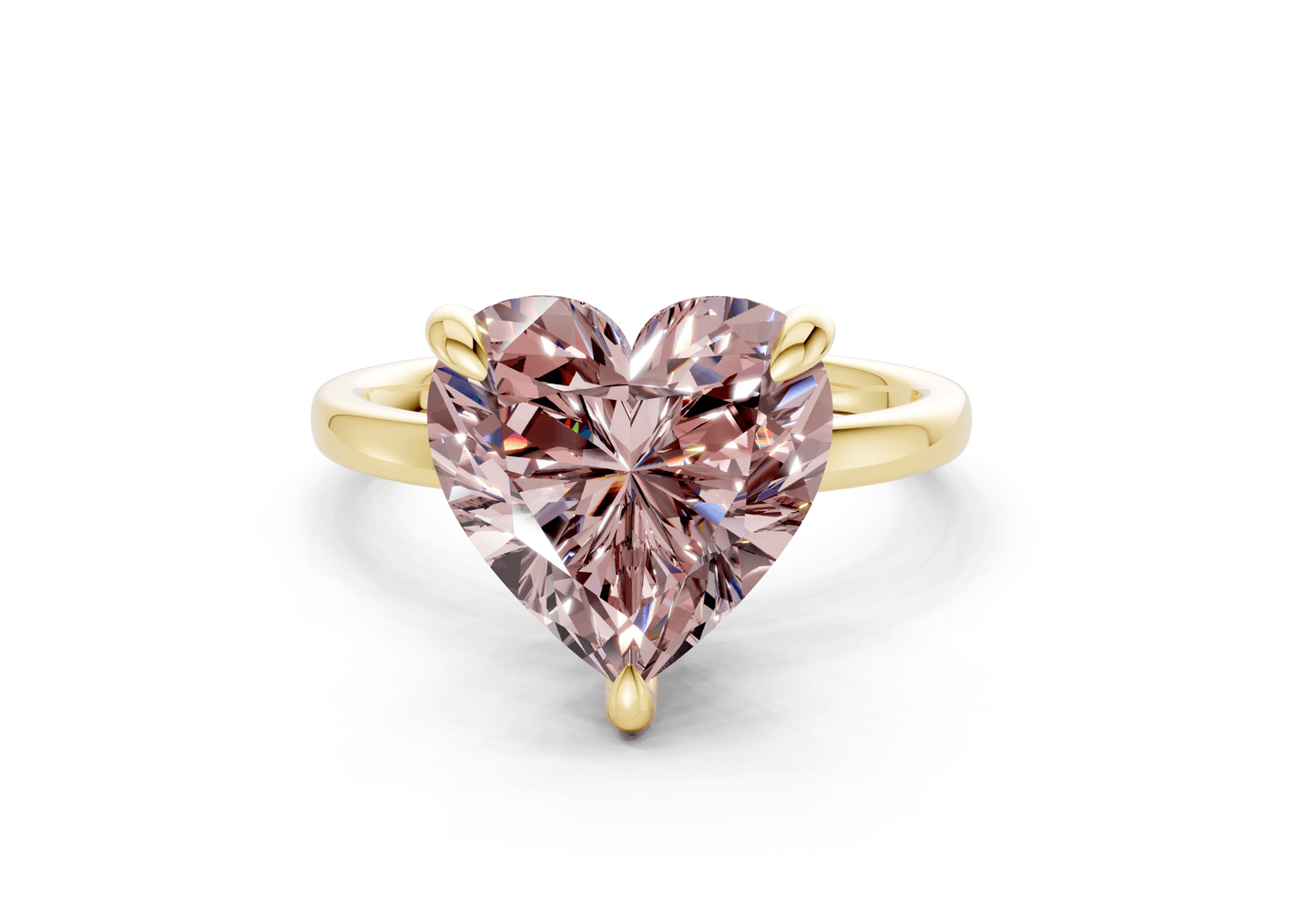 Solstice Pink Diamond Solitaire Heart Cut 2.3mm Engagement Ring - Ring Premier