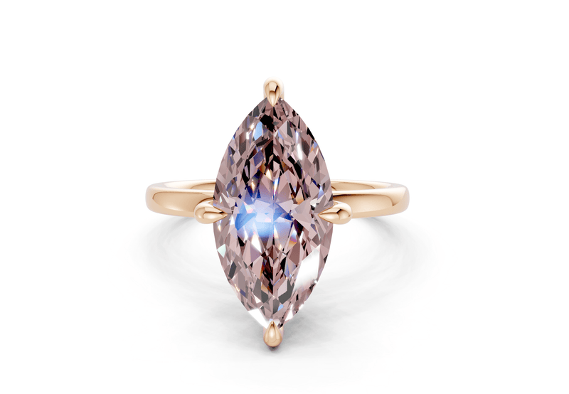 Solstice Pink Diamond Solitaire Marquise Cut 1.8mm Engagement Ring - Ring Premier