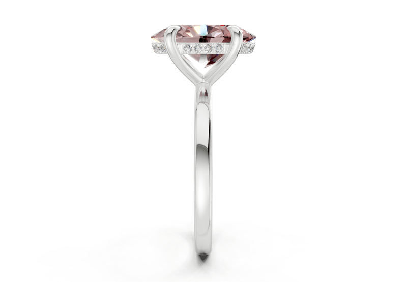 Solstice Pink Diamond Solitaire Oval Cut 1.8mm Engagement Ring - Ring Premier