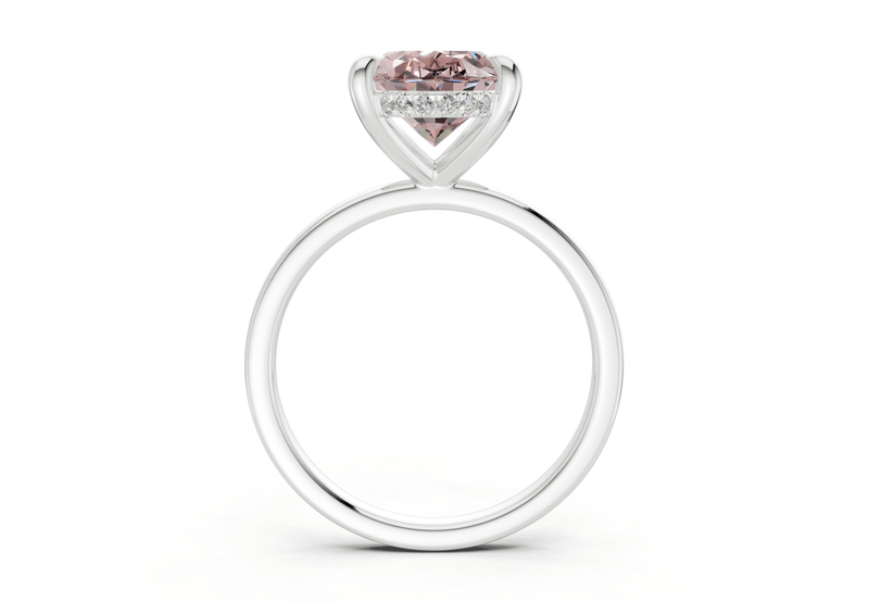Solstice Pink Diamond Solitaire Oval Cut 2.3mm Engagement Ring - Ring Premier