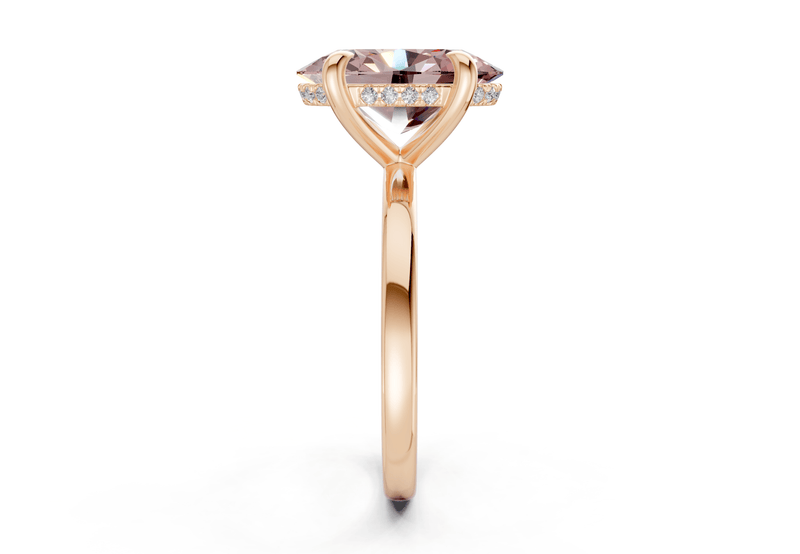 Solstice Pink Diamond Solitaire Oval Cut 2.3mm Engagement Ring - Ring Premier