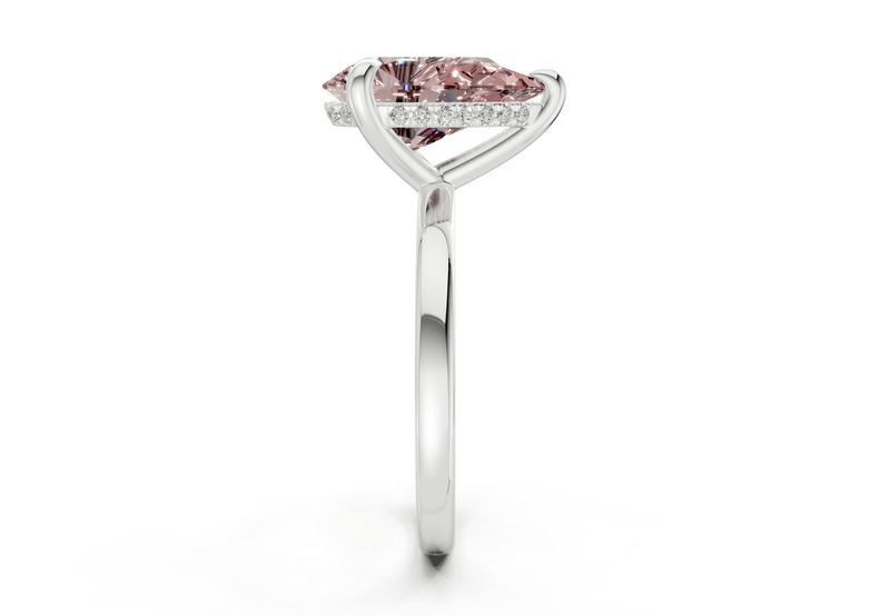 Solstice Pink Diamond Solitaire Pear Cut 1.8mm Engagement Ring - Ring Premier