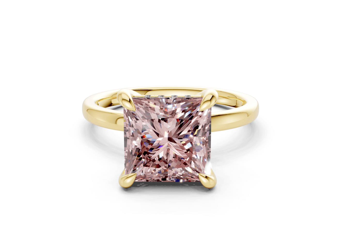 Solstice Pink Diamond Solitaire Princess Cut 2.3mm Engagement Ring - Ring Premier