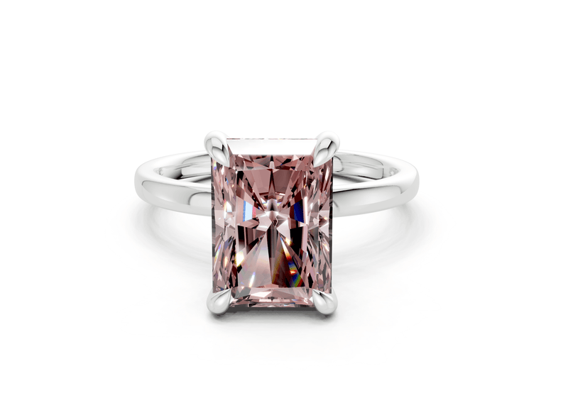Solstice Pink Diamond Solitaire Radiant Cut 1.8mm Engagement Ring - Ring Premier
