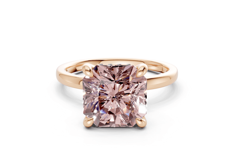 Solstice Pink Diamond Solitaire Radiant Squareuare Cut 1.8mm Engagement Ring - Ring Premier