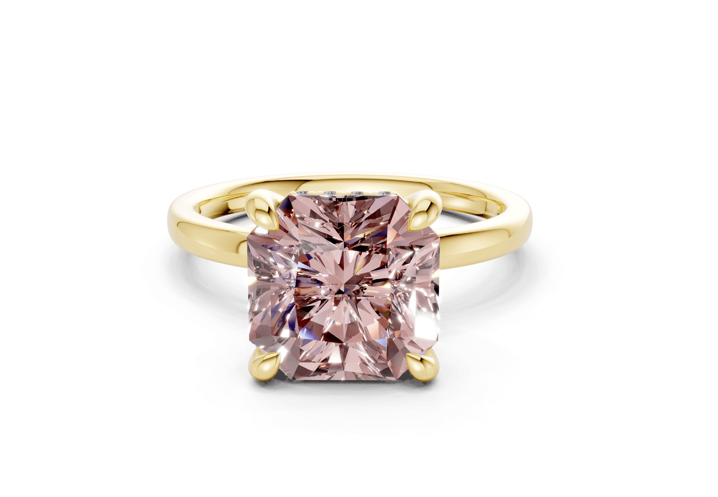 Solstice Pink Diamond Solitaire Radiant Squareuare Cut 2mm Engagement Ring - Ring Premier