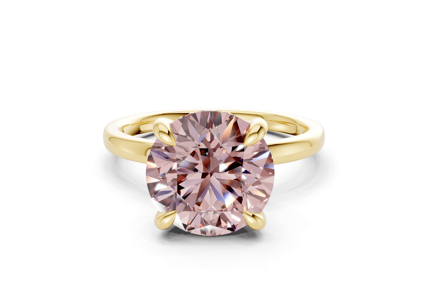 Solstice Pink Diamond Solitaire Round Cut 1.8mm Engagement Ring - Ring Premier