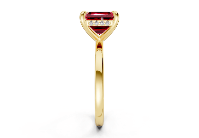 Solstice Ruby Gemstone Solitaire Asscher Cut 2.3mm Engagement Ring - Ring Premier