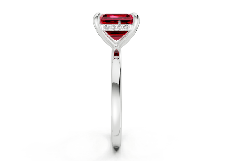 Solstice Ruby Gemstone Solitaire Asscher Cut 2.3mm Engagement Ring - Ring Premier