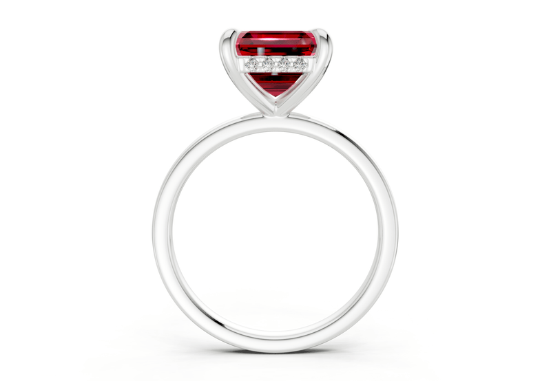 Solstice Ruby Gemstone Solitaire Asscher Cut 2mm Engagement Ring - Ring Premier