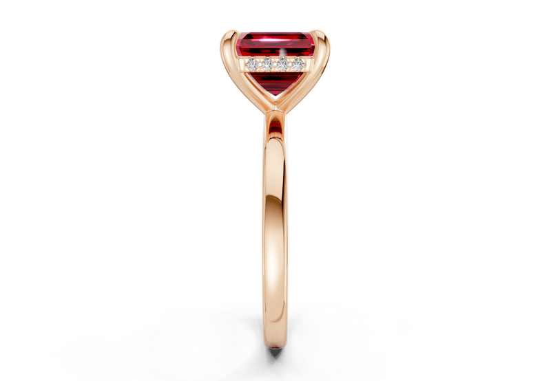 Solstice Ruby Gemstone Solitaire Asscher Cut 2mm Engagement Ring - Ring Premier