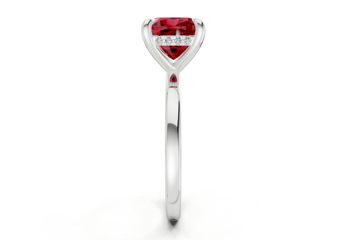 Solstice Ruby Gemstone Solitaire Cushion Squareuare Cut 1.8mm Engagement Ring
