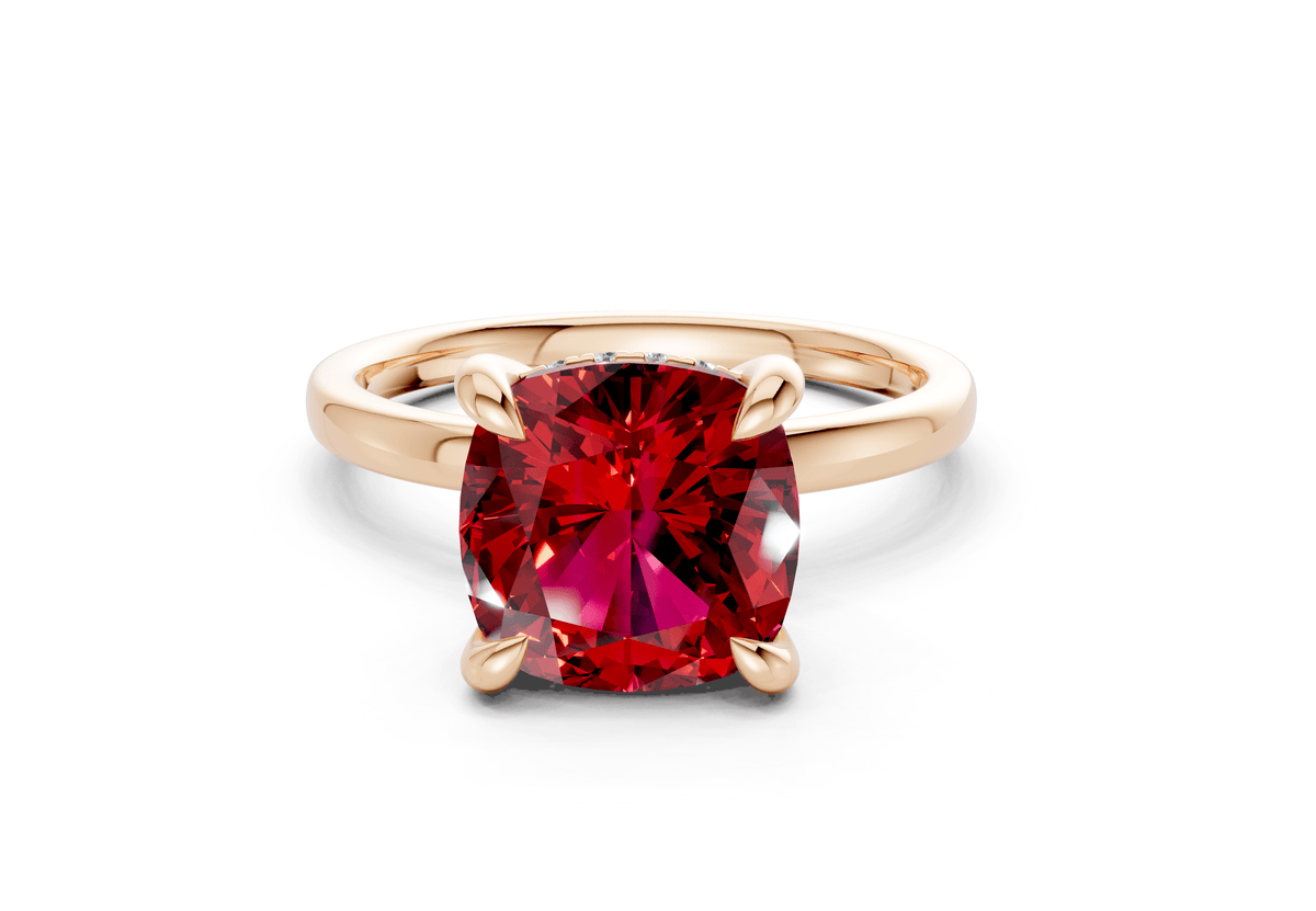 Solstice Ruby Gemstone Solitaire Cushion Squareuare Cut 1.8mm Engagement Ring