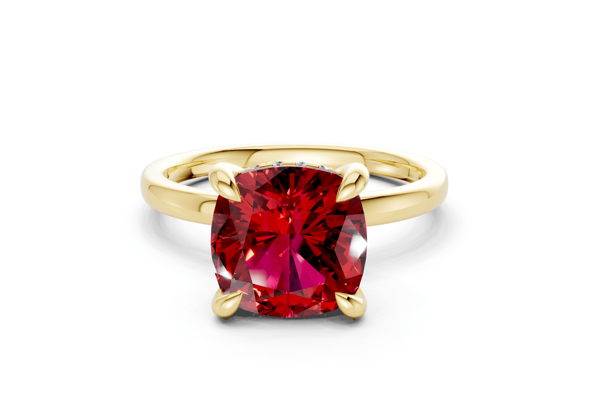 Solstice Ruby Gemstone Solitaire Cushion Squareuare Cut 1.8mm Engagement Ring