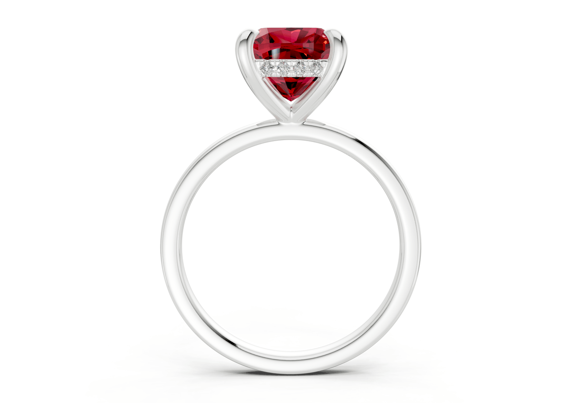 Solstice Ruby Gemstone Solitaire Cushion Squareuare Cut 2.3mm Engagement Ring