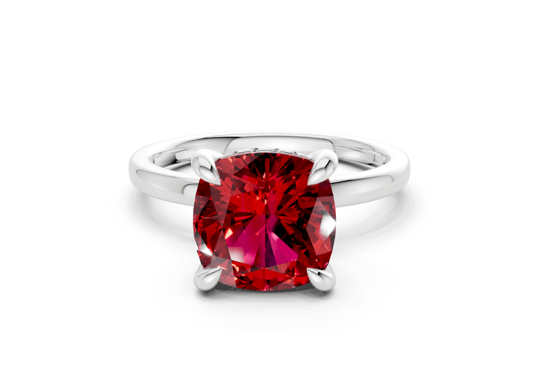 Solstice Ruby Gemstone Solitaire Cushion Squareuare Cut 2.3mm Engagement Ring - Ring Premier