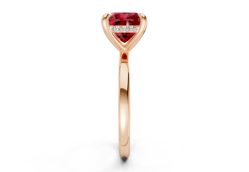 Solstice Ruby Gemstone Solitaire Cushion Squareuare Cut 2mm Engagement Ring - Ring Premier