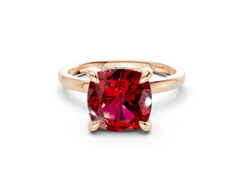 Solstice Ruby Gemstone Solitaire Cushion Squareuare Cut 2mm Engagement Ring - Ring Premier