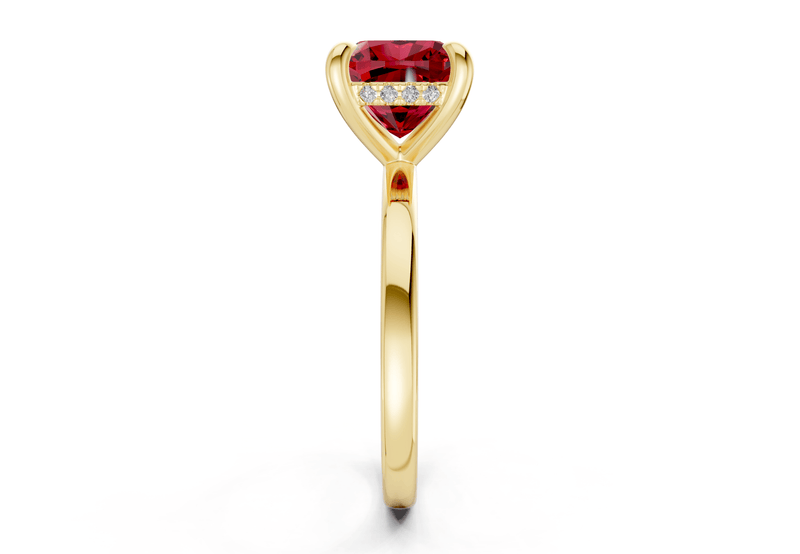 Solstice Ruby Gemstone Solitaire Cushion Squareuare Cut 2mm Engagement Ring - Ring Premier