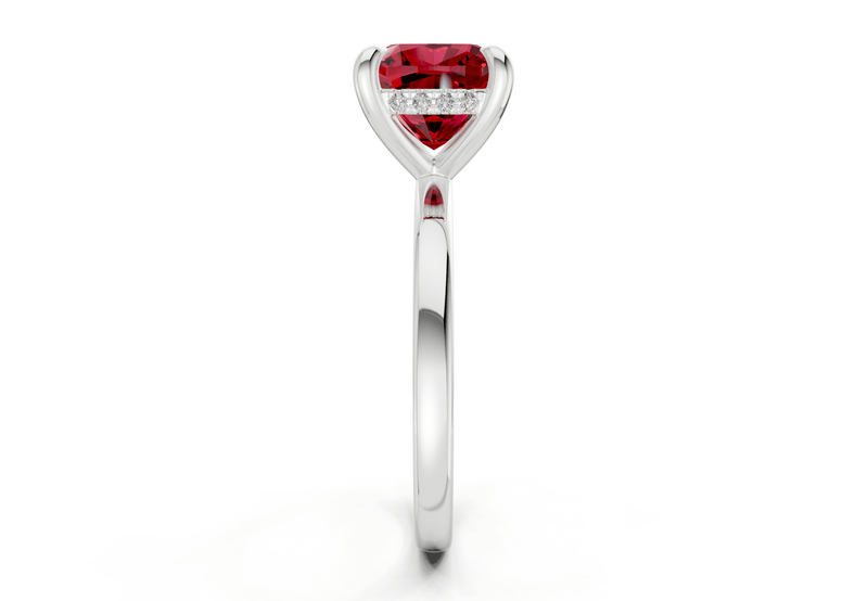 Solstice Ruby Gemstone Solitaire Cushion Squareuare Cut 2mm Engagement Ring - Ring Premier