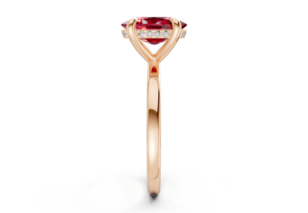 Solstice Ruby Gemstone Solitaire Elongated Cushion Cut 2.3mm Engagement Ring