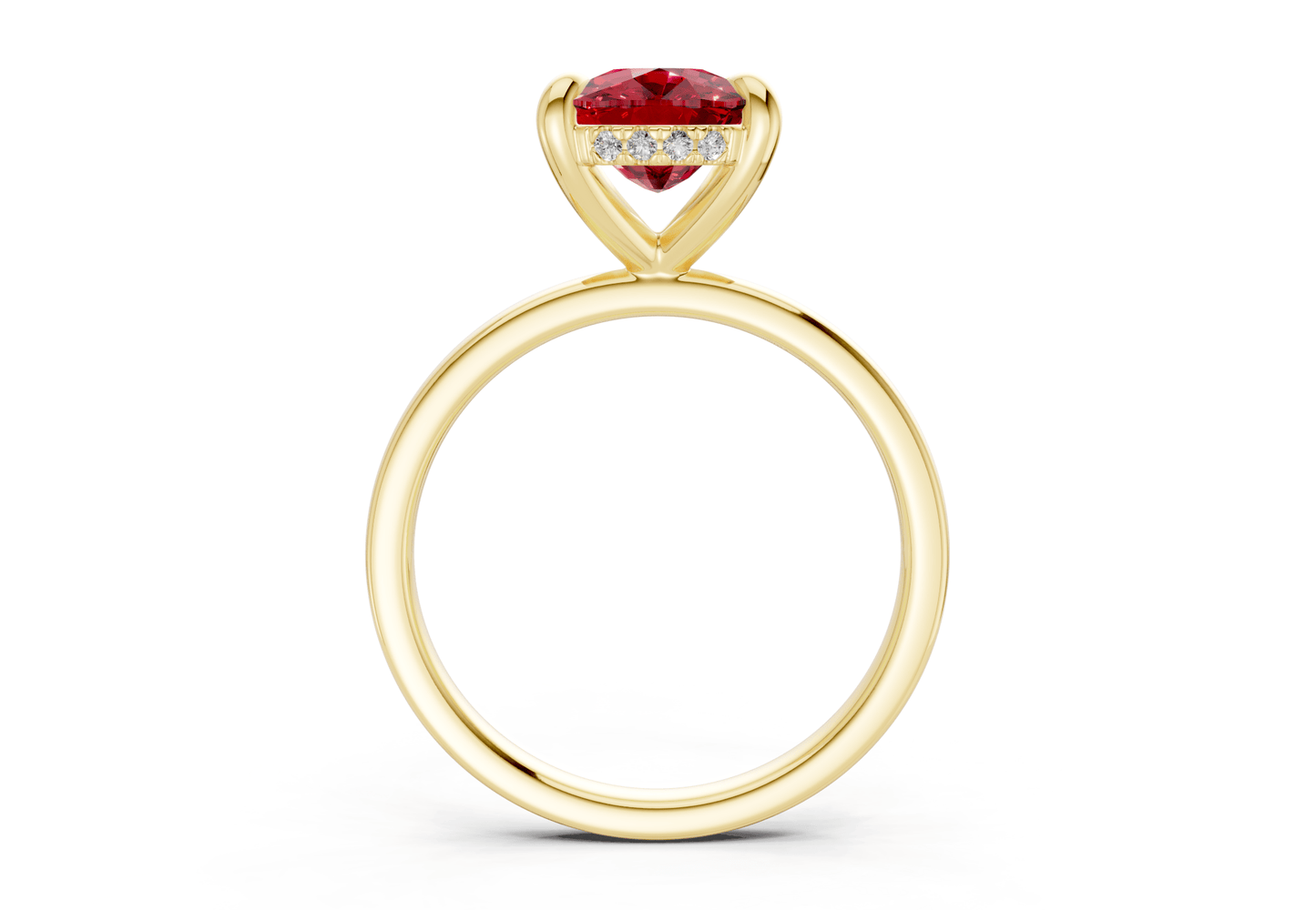 Solstice Ruby Gemstone Solitaire Elongated Cushion Cut 2.3mm Engagement Ring - Ring Premier