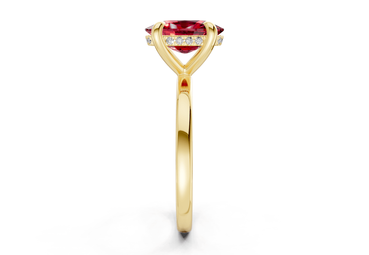 Solstice Ruby Gemstone Solitaire Elongated Cushion Cut 2.3mm Engagement Ring