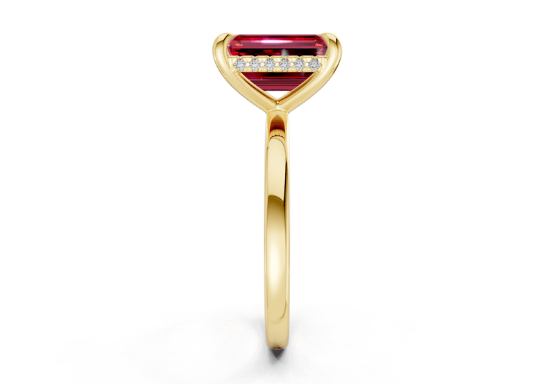 Solstice Ruby Gemstone Solitaire Emerald Cut 2.3mm Engagement Ring - Ring Premier