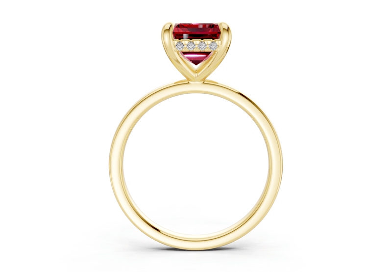 Solstice Ruby Gemstone Solitaire Emerald Cut 2.3mm Engagement Ring