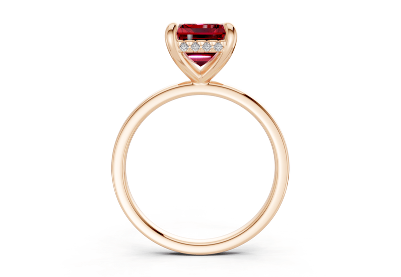 Solstice Ruby Gemstone Solitaire Emerald Cut 2.3mm Engagement Ring - Ring Premier