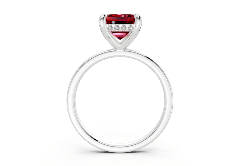 Solstice Ruby Gemstone Solitaire Emerald Cut 2mm Engagement Ring - Ring Premier