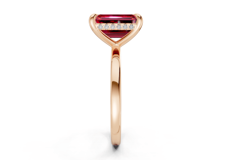 Solstice Ruby Gemstone Solitaire Emerald Cut 2mm Engagement Ring - Ring Premier