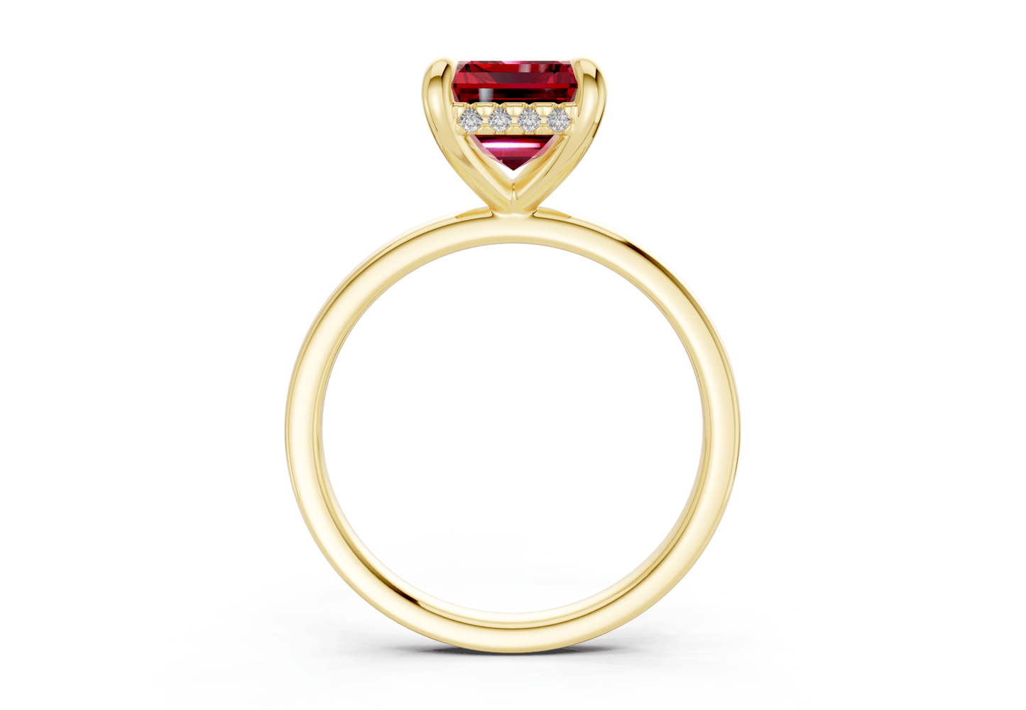 Solstice Ruby Gemstone Solitaire Emerald Cut 2mm Engagement Ring - Ring Premier