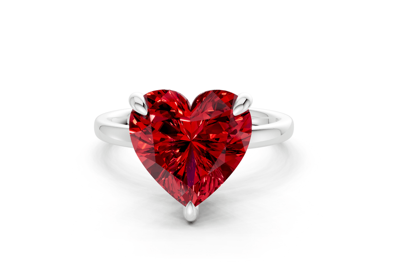 Solstice Ruby Gemstone Solitaire Heart Cut 1.8mm Engagement Ring - Ring Premier