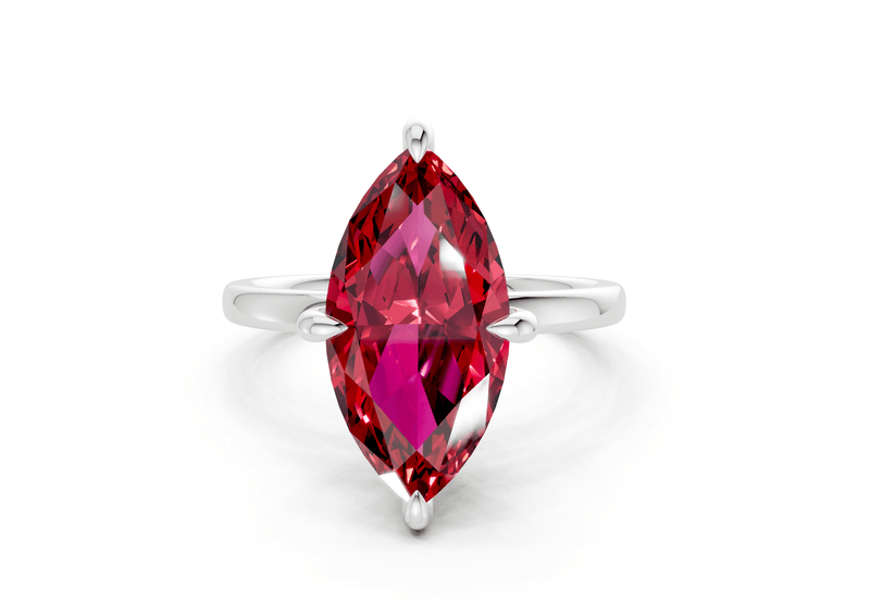Solstice Ruby Gemstone Solitaire Marquise Cut 2.3mm Engagement Ring - Ring Premier