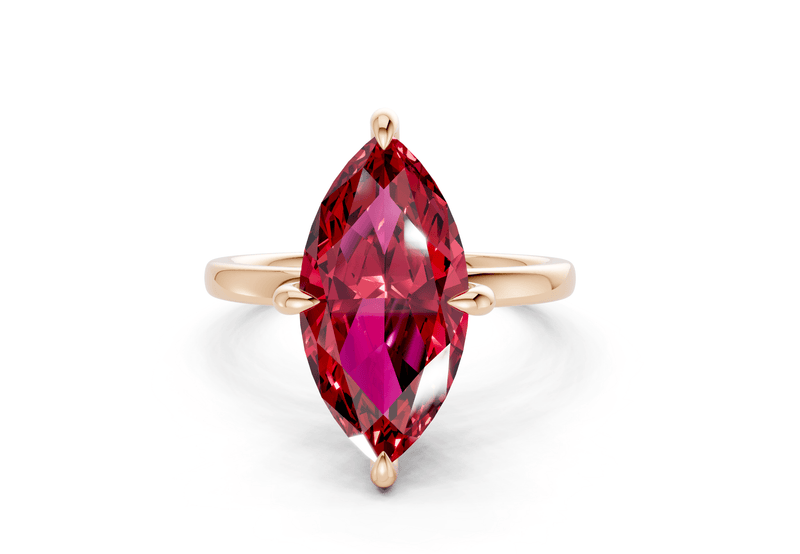 Solstice Ruby Gemstone Solitaire Marquise Cut 2.3mm Engagement Ring - Ring Premier