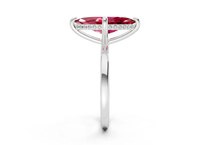 Solstice Ruby Gemstone Solitaire Marquise Cut 2mm Engagement Ring - Ring Premier