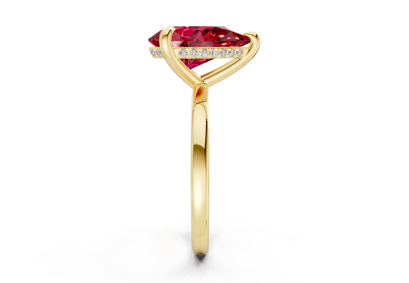Solstice Ruby Gemstone Solitaire Pear Cut 1.8mm Engagement Ring - Ring Premier