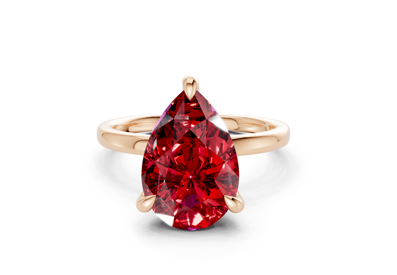 Solstice Ruby Gemstone Solitaire Pear Cut 2.3mm Engagement Ring - Ring Premier