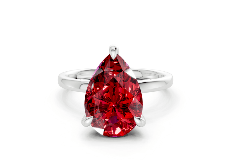 Solstice Ruby Gemstone Solitaire Pear Cut 2mm Engagement Ring - Ring Premier