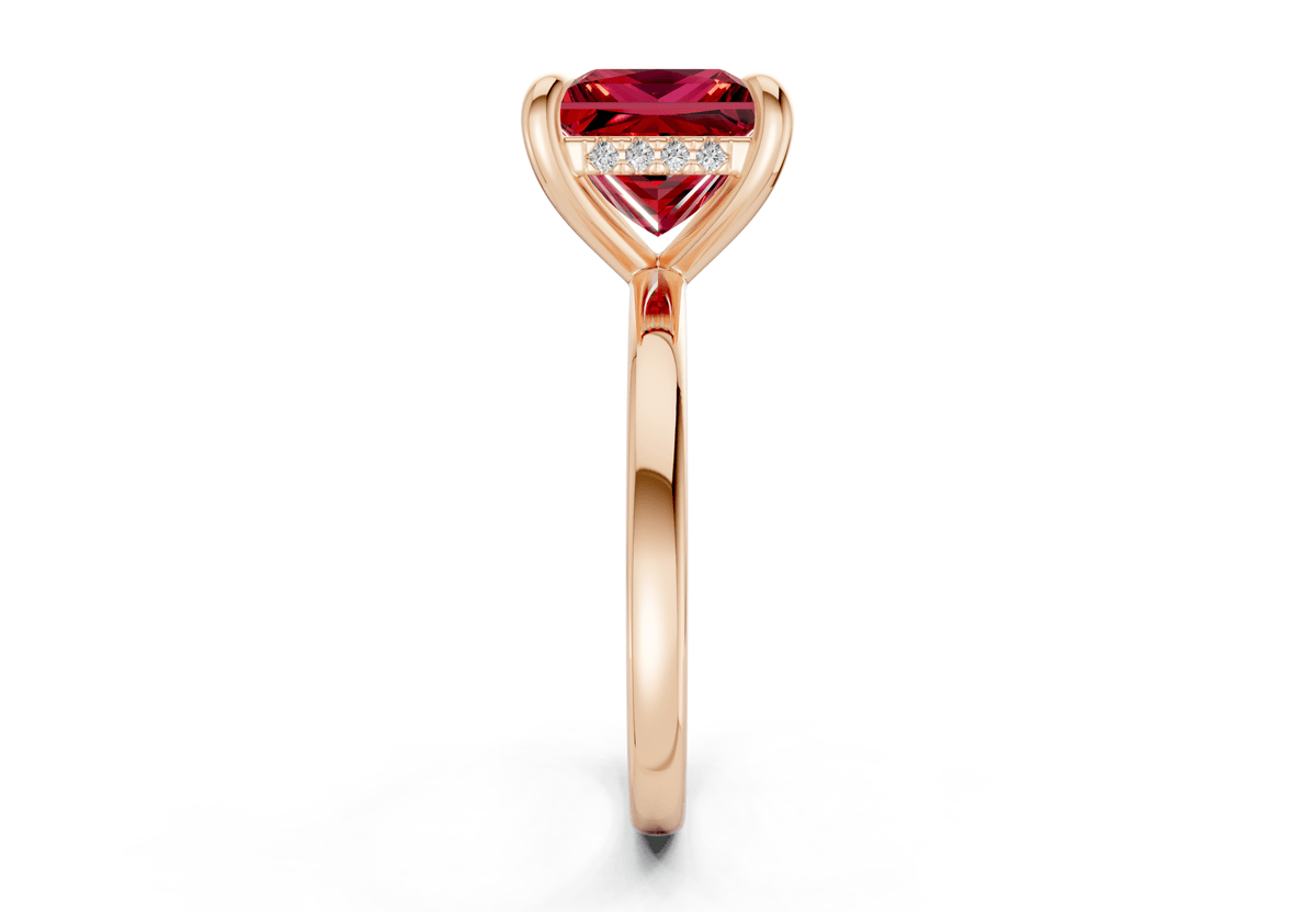 Solstice Ruby Gemstone Solitaire Princess Cut 1.8mm Engagement Ring