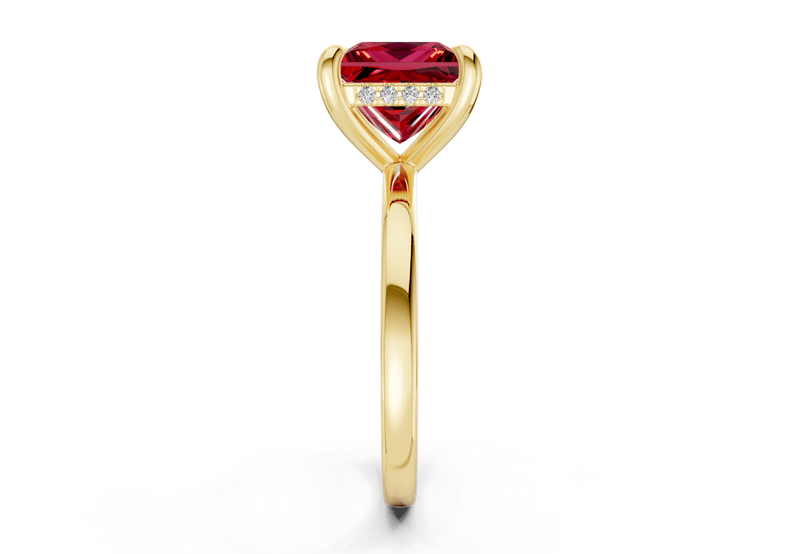 Solstice Ruby Gemstone Solitaire Princess Cut 1.8mm Engagement Ring - Ring Premier